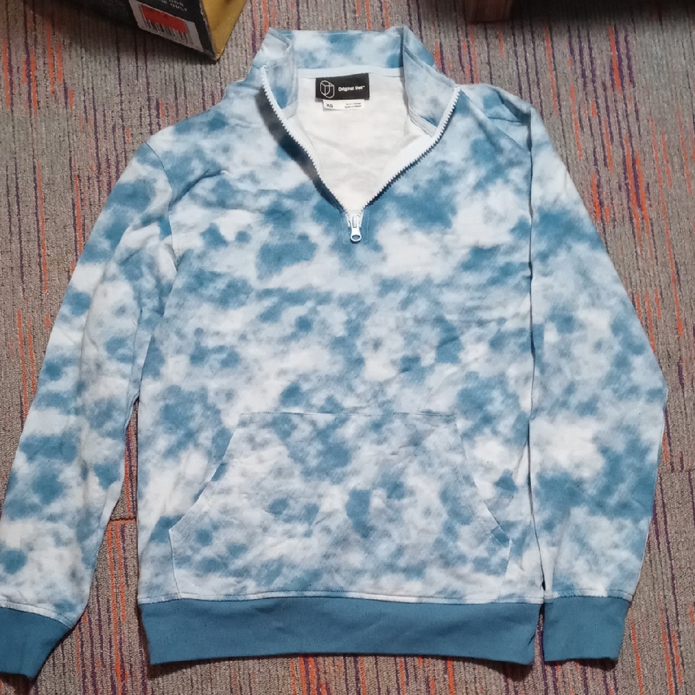 Original Use Blue Tie-Dye Zip-Up Sweater